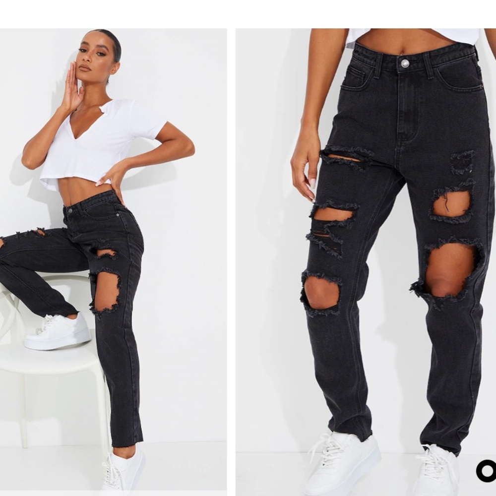 PLT distressed mom jeans